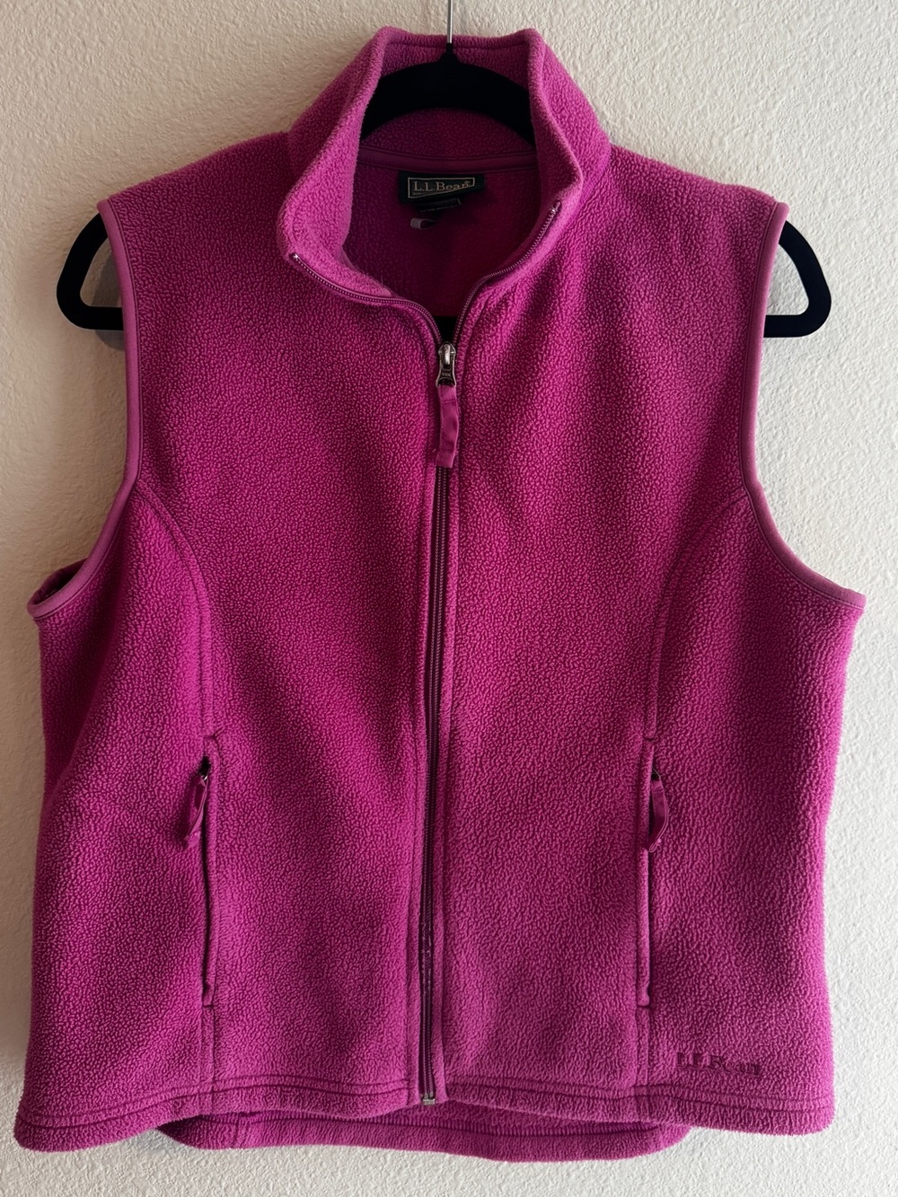 LL Bean Women Full Zip Fleece Vest Magenta Pink Medium Reg Polartec